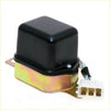 Black plastic voltage regulator with metallic base, electrical connector, and mounting bracket for Nissan Datsun Z cars