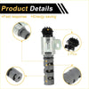Silver and black metal vvt solenoid with 2-pin connector for toyota tacoma 2011-2020 shown from back side