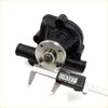 Black cast iron water pump with polished stainless steel hub marked mix for nissan navara d21 1985-1997 back view