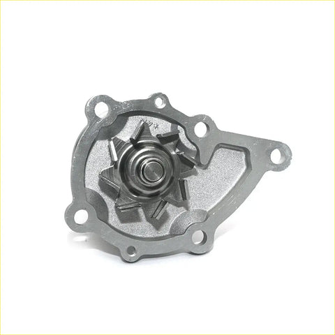 Gray metallic water pump assembly with central impeller and mounting holes for 1.4L Nissan Datsun Violet 1977-1981