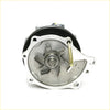 Silver metallic water pump assembly with black rubber belt housing and brass shaft for Nissan Datsun 720 1.8L L18S back side