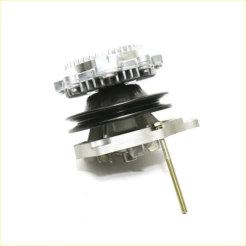 Silver water pump assembly with black rubber pulley and threaded shaft for nissan datsun sunny b110 1.4l 1970-1973