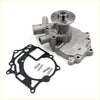 Silver metallic water pump with black rubber gasket and four silver bolts for Nissan Caravan Homy E24 Urvan LD20T 1986-1990