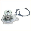 Silver aluminum water pump with black rubber gasket for Nissan Datsun 521 620 720 L16 engine 1973-1985 shown from back side
