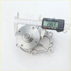 Silver metallic water pump for Nissan Datsun Fairlady Z with circular flange and mounting holes measured at 28.69 mm