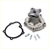 Silver metallic water pump housing with star-shaped top plate and threaded holes for nissan sentra 1985-1990