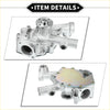 Silver aluminum water pump with machined design, bolted fittings, and threaded ports for toyota 1z 2z 11z engines