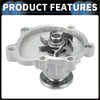 Silver metallic water pump with central impeller and threaded mounting holes for toyota van 1984-1989