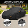 Black waterproof 210d-pu car cover for toyota gr86 2022-2023 with orange reflective strips and elastic grip