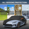 Black waterproof 210d-pu all-seasons car cover with orange trim for toyota gr86 2022-2023