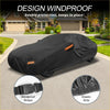 Black windproof waterproof 210d-pu car cover with orange reflective strips and elastic trim for toyota mirai sedan