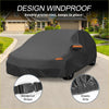 Black waterproof 210d-pu windproof car cover with orange stripes and elastic edges for toyota prius hatchback 2010-2023