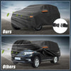 Black waterproof 210d-pu oxford car cover with orange trim and adjustable straps for toyota highlander 2014-2023