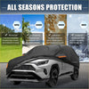 Black waterproof 210d-pu oxford all-seasons car cover with orange trim for toyota rav4 2012-2022