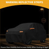 Black reflective waterproof all weather car cover with orange warning strips for toyota bZ4X 2022-2023