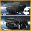 Black waterproof all weather car cover with orange accent stripes and adjustable strap buckle for toyota grand highlander 2024