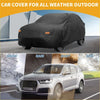 Black 210d-pu waterproof all weather car cover for toyota RAV4 2019-2023 with orange reflective patches