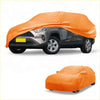 Bright orange waterproof all weather car cover for toyota rav4 made from durable water-resistant fabric with molded mirrors