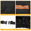 Black waterproof bike cover with orange reflective tape and adjustable windproof straps for toyota sequoia back side