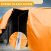 Bright orange waterproof all weather car cover with silver zipper for easy access designed for toyota tundra 2014-2023