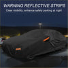 Black reflective waterproof aluminum film car cover with orange safety strips for toyota mirai sedan back side