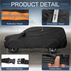 Black waterproof aluminum film car cover for Toyota Sequoia with reflective orange gray straps and driver door zipper