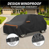 Black windproof car cover with orange trim and elastic straps made of waterproof aluminum film cotton for toyota alphard