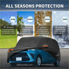 Black all-seasons car cover with orange trim made of waterproof aluminum film cotton for Toyota Roomy 2016-2023