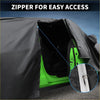 Black waterproof aluminum film cotton car cover with white zipper pull for toyota vitz 2005-2015 back side view