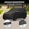 Black windproof car cover with orange trim and elastic strip made of waterproof aluminum film cotton for Toyota Vitz