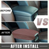 Brown leather waterproof armrest box cover with stitched edges and handle for toyota tacoma 2016-2023