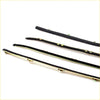 Black rubber weatherstrip for Nissan Datsun 620 1972-1979 with gold metal clips for a secure fit