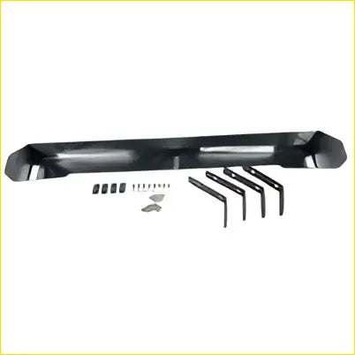 Black metal wind deflector with adjustable arms and channel nuts for flat aluminum cobra 4x4 roof rack mounting hardware