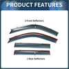 Set of four transparent automotive window deflectors with red trim and chrome accents for Toyota Land Cruiser Prado J120