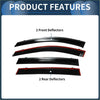 Black and red glossy front and rear window deflectors for Toyota RAV4 2013 side window vent visors