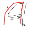 Red rubber weatherstrip with mounting hardware for mitsubishi triton l200 strada window glass run channel set
