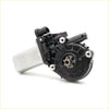 Black plastic and metal window motor regulator with silver housing for Toyota Hilux 2004-2016 seen from back side