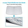 Silver six-layer thick windscreen sun shade with quilted texture and reinforced edges for ford everest 2020-2024