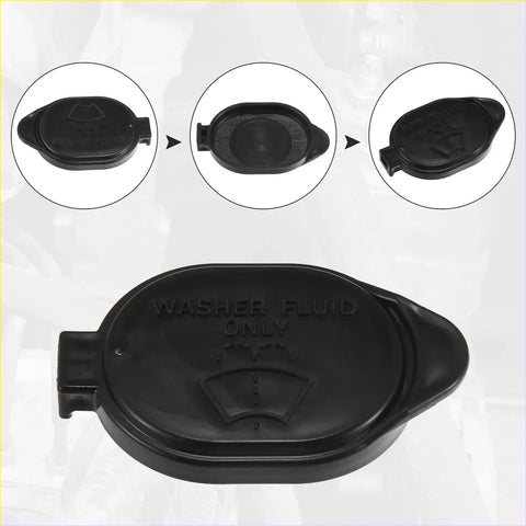 Black plastic windshield washer fluid reservoir cap for toyota echo 2002-2005 with embossed washer fluid only text and wiper icon