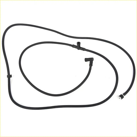 Black rubber windshield washer hose with two angled connectors and white cap for ford f-250 f-350 2011-2016
