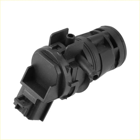 Black plastic windshield washer motor pump with electrical connector and ports for toyota 4runner 2003-2022 backside view