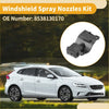 Black plastic windshield washer nozzle kit component with molded tabs and connector for toyota rav4 2005-2012 back side