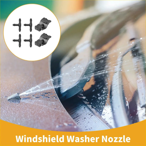 Black plastic windshield washer nozzle kit with t-shaped connector and mounting bracket for toyota rav4 2005-2012