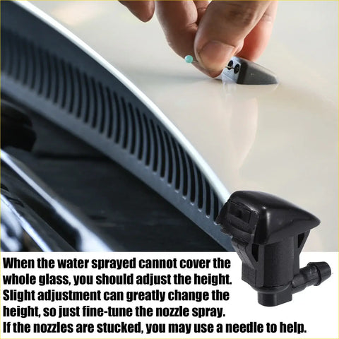 Black plastic adjustable height windshield washer nozzle for toyota sienna 2011-2023 shown from back side