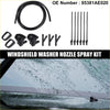 Black plastic windshield washer nozzle spray kit with hoses for Toyota Sienna 2011-2023 back side view