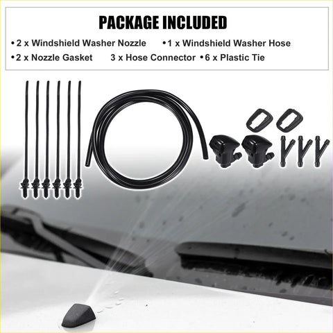 Black plastic windshield washer nozzle with integrated spray head and threaded connection for Toyota Sienna 2011-2023