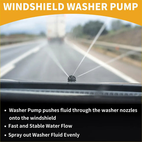Black windshield washer pump for Toyota Tundra 2007-2016 with compact circular design mounted on dashboard