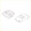 Replacement windshield glass for sedan outlined with red highlight in windshield weatherstrip channel for nissan sunny b11