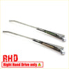 Two chrome metal door closers with visible springs and hardware for windshield wiper arm assembly nissan datsun 620