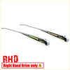 Silver metal wiper arm assembly with green coil springs and black end caps for nissan datsun 720 1980-1989